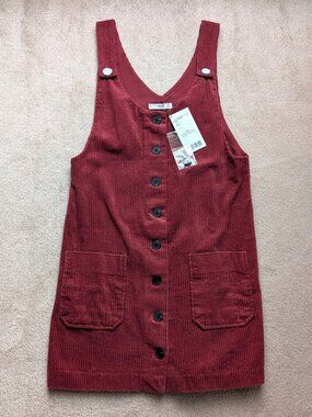 NWT Mango Sleeveless Button-Front Corduroy Dress (color: burgundy; size: 4)